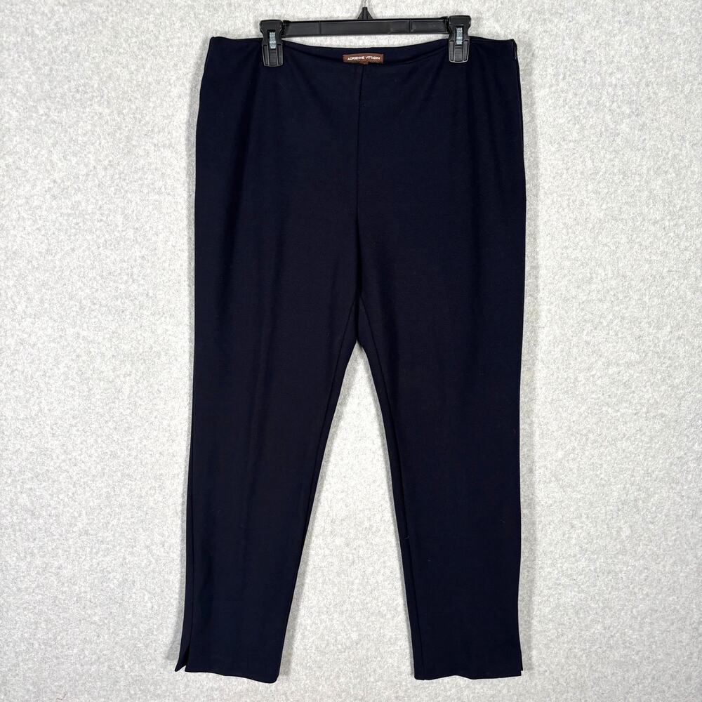 Adrienne Vittadini Pants Womens 14 Navy Knit Tapered Ankle Career Office Stretch
